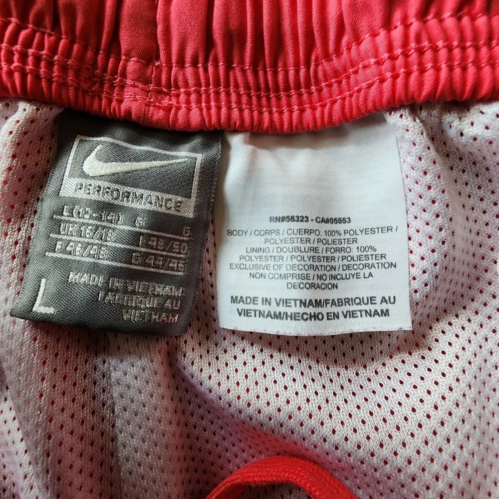 Nike Large L Red Performance Mesh Lined Athletic Running Shorts Gym Workout